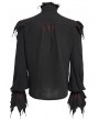 Devil Fashion Black Retro Gothic Vampire Plunging Irregular Ruffle Shirt for Men