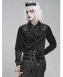 Devil Fashion Black Gothic Retro Jacquard Faux Leather Spliced Shirt for Men