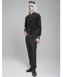Devil Fashion Black Gothic Retro Jacquard Faux Leather Spliced Shirt for Men