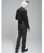 Devil Fashion Black Gothic Retro Jacquard Faux Leather Spliced Shirt for Men