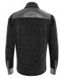 Devil Fashion Black Gothic Retro Jacquard Faux Leather Spliced Shirt for Men