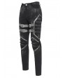 Devil Fashion Black Gothic Punk Studded Buckle Strap Fitted Pants for Men