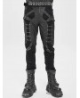 Devil Fashion Black Gothic Distressed Faux Leather Spliced Pants for Men