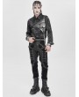 Devil Fashion Black Gothic Distressed Faux Leather Spliced Pants for Men