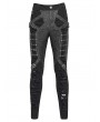 Devil Fashion Black Gothic Distressed Faux Leather Spliced Pants for Men