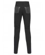 Devil Fashion Black Gothic Distressed Faux Leather Spliced Pants for Men