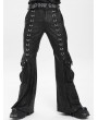 Devil Fashion Black Gothic Punk Eyelet Ring Zipper Flared Pants for Men