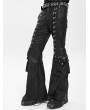 Devil Fashion Black Gothic Punk Eyelet Ring Zipper Flared Pants for Men