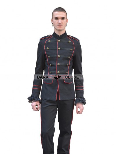 Pentagramme Black and Red Gothic Military Style Jacket for Men