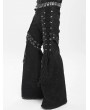 Devil Fashion Black Gothic Punk Studded Distressed Wide Leg Pants for Men