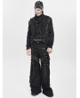 Devil Fashion Black Gothic Punk Studded Distressed Wide Leg Pants for Men