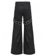 Devil Fashion Black Gothic Punk Studded Distressed Wide Leg Pants for Men