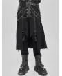 Devil Fashion Black Gothic Punk Chain Irregular Pleated Skirt for Men