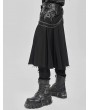 Devil Fashion Black Gothic Punk Chain Irregular Pleated Skirt for Men