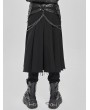 Devil Fashion Black Gothic Punk Chain Irregular Pleated Skirt for Men