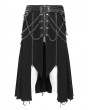 Devil Fashion Black Gothic Punk Chain Irregular Pleated Skirt for Men