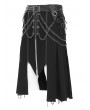Devil Fashion Black Gothic Punk Chain Irregular Pleated Skirt for Men