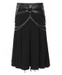 Devil Fashion Black Gothic Punk Chain Irregular Pleated Skirt for Men