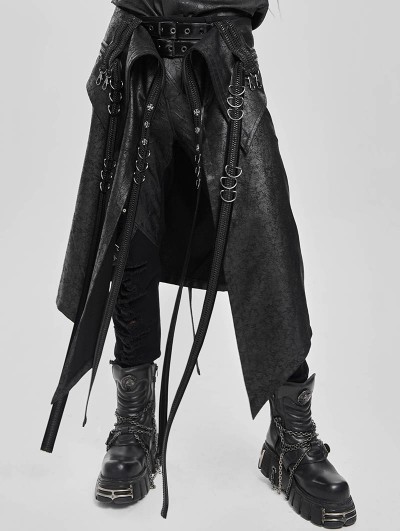 Devil Fashion Black Gothic Punk Rock Strap Half Skirt for Men