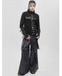 Devil Fashion Black Gothic Punk Eyelet Chain Long Sleeve T-Shirt for Men
