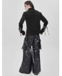 Devil Fashion Black Gothic Punk Eyelet Chain Long Sleeve T-Shirt for Men