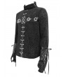 Devil Fashion Black Gothic Punk Eyelet Chain Long Sleeve T-Shirt for Men
