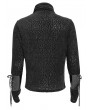 Devil Fashion Black Gothic Punk Eyelet Chain Long Sleeve T-Shirt for Men