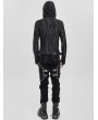 Devil Fashion Black and Gray Striped Gothic Asymmetric Hooded T-Shirt for Men
