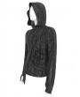 Devil Fashion Black and Gray Striped Gothic Asymmetric Hooded T-Shirt for Men