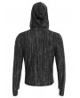 Devil Fashion Black and Gray Striped Gothic Asymmetric Hooded T-Shirt for Men