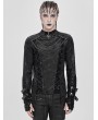 Devil Fashion Black Gothic Mesh Spliced Lace-Up Fitted T-Shirt for Men