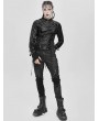 Devil Fashion Black Gothic Mesh Spliced Lace-Up Fitted T-Shirt for Men