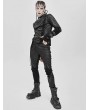 Devil Fashion Black Gothic Mesh Spliced Lace-Up Fitted T-Shirt for Men