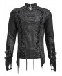 Devil Fashion Black Gothic Mesh Spliced Lace-Up Fitted T-Shirt for Men