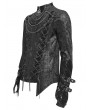 Devil Fashion Black Gothic Mesh Spliced Lace-Up Fitted T-Shirt for Men