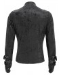 Devil Fashion Black Gothic Mesh Spliced Lace-Up Fitted T-Shirt for Men