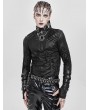 Devil Fashion Black Gothic Printed Sheer Mesh Splicing T-Shirt for Men