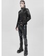 Devil Fashion Black Gothic Printed Sheer Mesh Splicing T-Shirt for Men