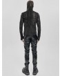 Devil Fashion Black Gothic Printed Sheer Mesh Splicing T-Shirt for Men