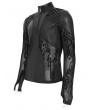 Devil Fashion Black Gothic Printed Sheer Mesh Splicing T-Shirt for Men