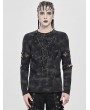Devil Fashion Black Gothic Punk Studded Cutout Long Sleeve T-Shirt for Men