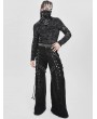 Devil Fashion Black Gothic Punk Studded Cutout Long Sleeve T-Shirt for Men