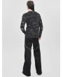 Devil Fashion Black Gothic Punk Studded Cutout Long Sleeve T-Shirt for Men
