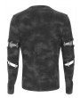 Devil Fashion Black Gothic Punk Studded Cutout Long Sleeve T-Shirt for Men