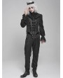 Devil Fashion Black and Gray Retro Gothic Patterned Swallowtail Waistcoat for Men