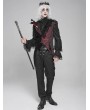 Devil Fashion Red and Black Retro Gothic Feather Asymmetric Tailed Waistcoat for Men