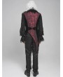 Devil Fashion Red and Black Retro Gothic Feather Asymmetric Tailed Waistcoat for Men