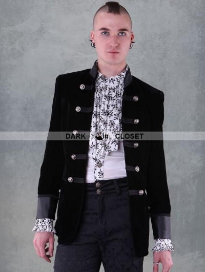 Pentagramme Black Double-Breasted Gothic Jacket for Men