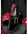 Black Gothic Skeleton Bat Buckle Block Heeled Shoes