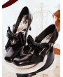 Black Gothic Rose Thorn Buckle Shoes with Detachable Bow